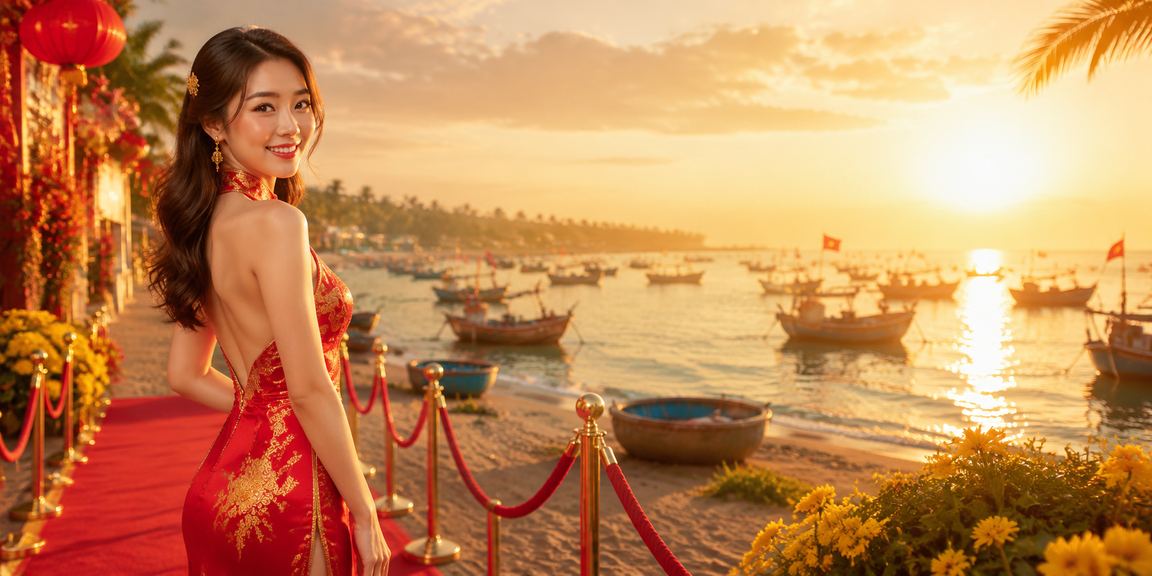 Người chơi esports đặt cược trực tuyến tại bãi biển Mũi Né với điện thoại trên tay